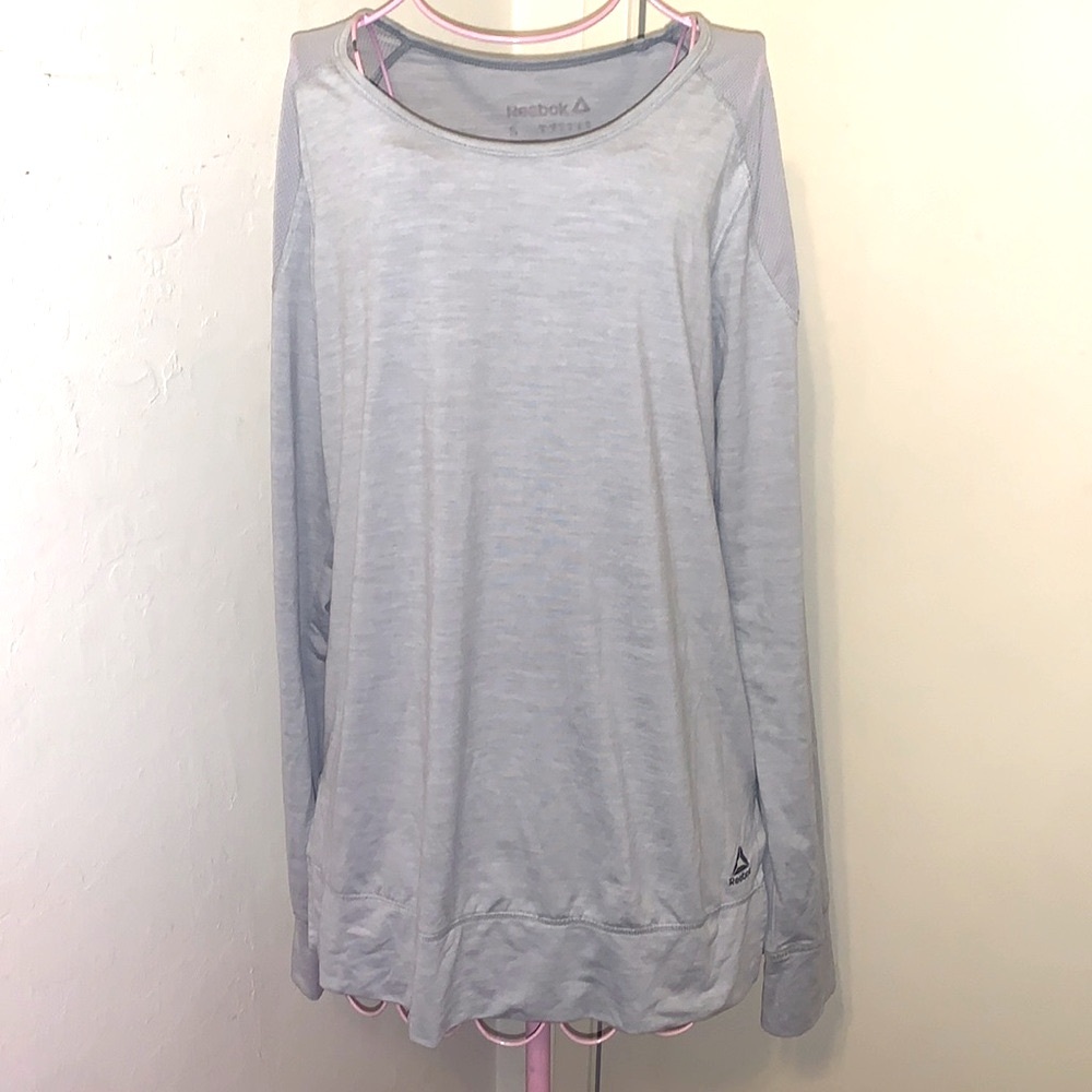 🎁LikeNew Women's Reebok Gray Performance Mesh Longsleeve Workout Top Small (4-6)